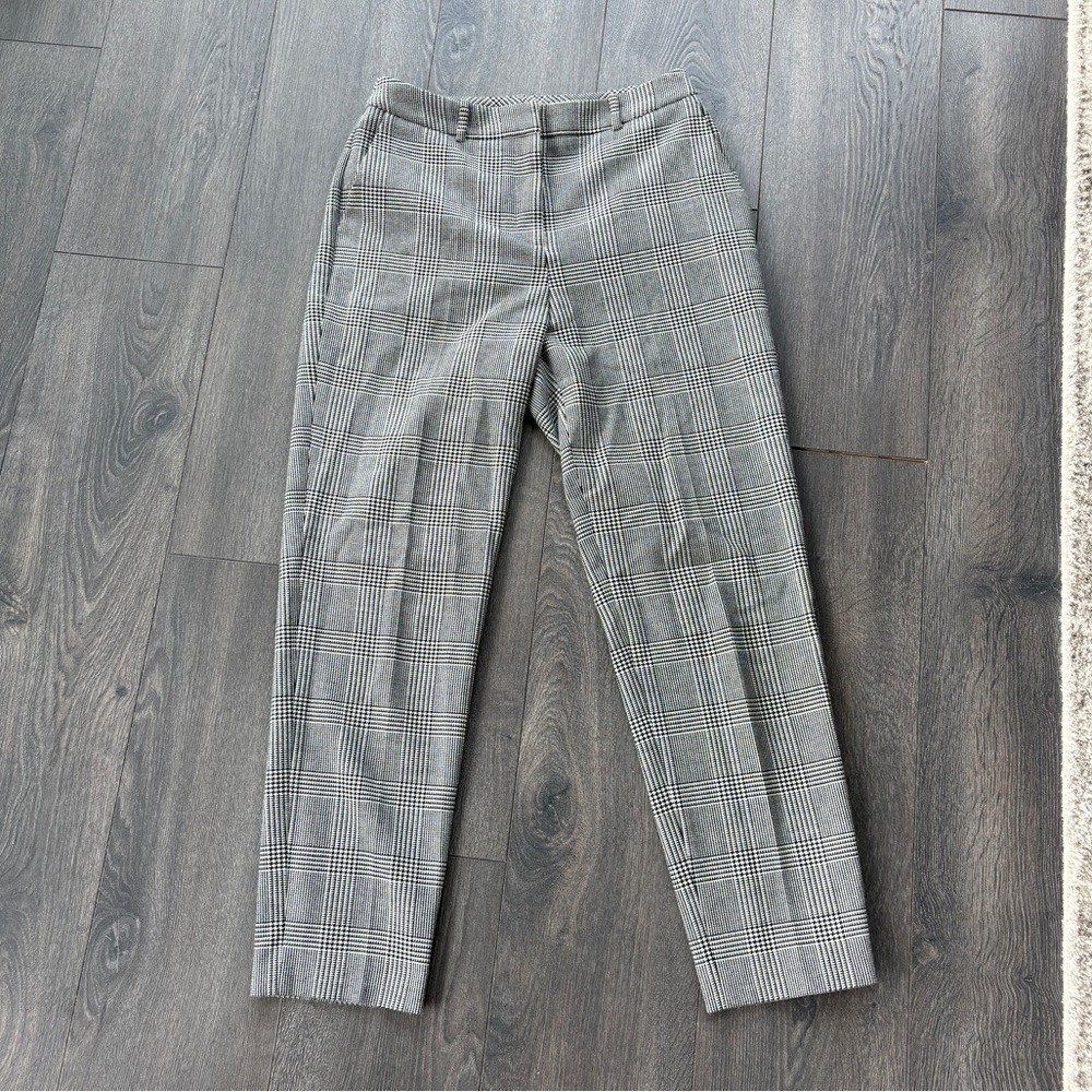 BOSS Patterned Black and White Straight Leg Work Pants
